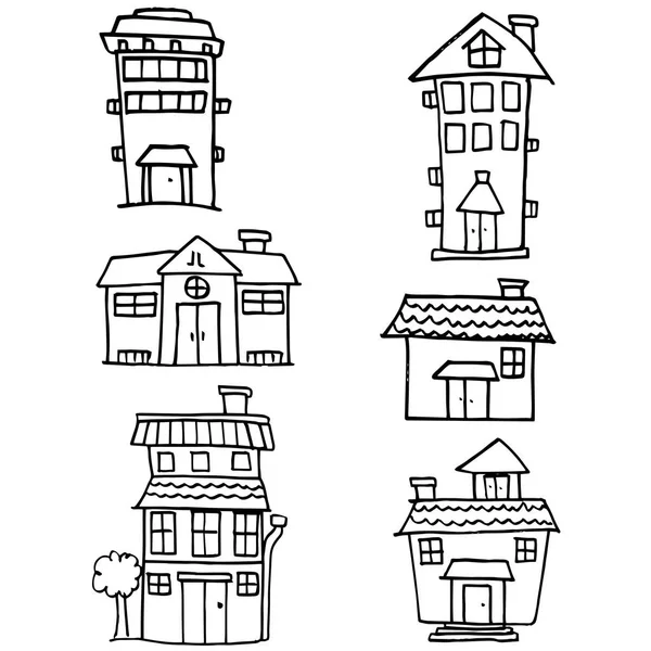Doodle del estilo de la casa dibujar a mano — Vector de stock