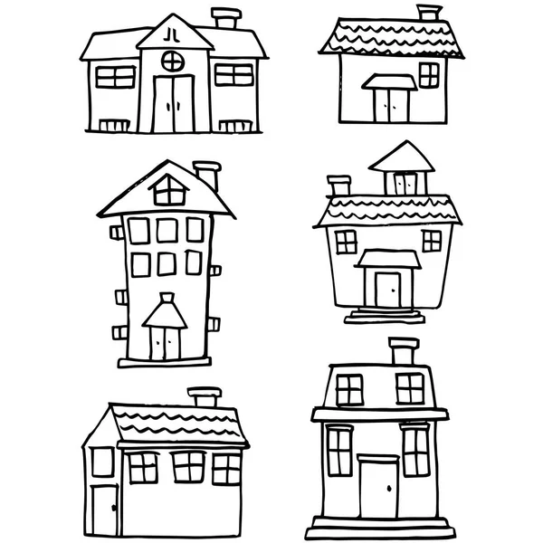 Doodle de style maison ensemble collection — Image vectorielle