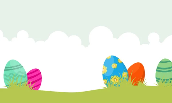 Feliz huevo de Pascua en el paisaje — Vector de stock