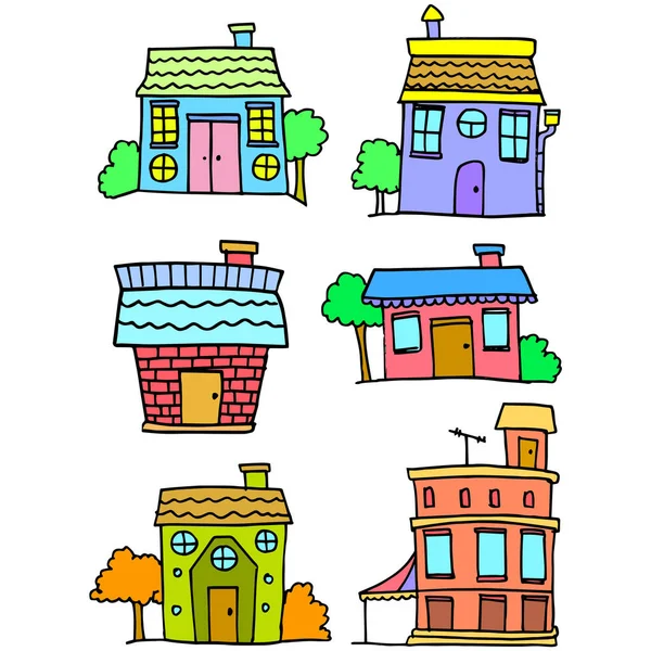 Doodle of house set vector art — Stock Vector