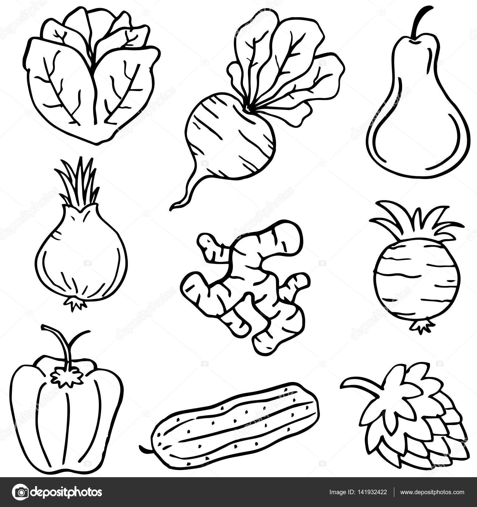 Gemuse Einfach Zeichnen Zu Zeichnen Doodle Gem 252 Se Set Stockvektor