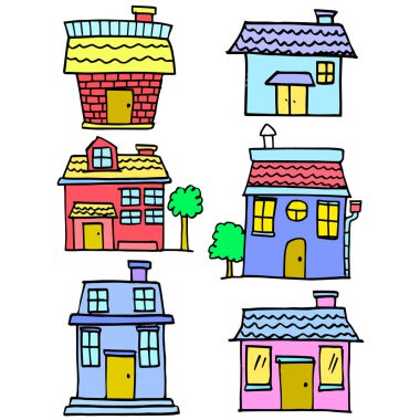Doodle evi çeşitli tasarım karikatür