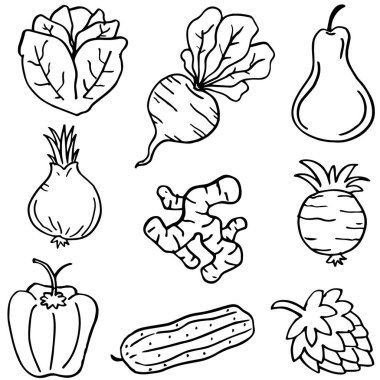 El çizmek doodle sebze seti