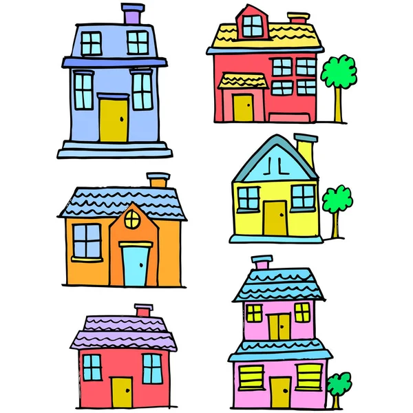 Doodle of house set style collection — Stock Vector