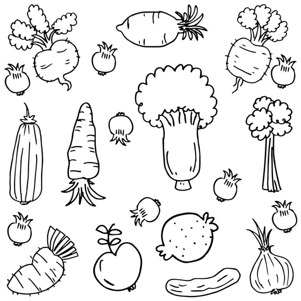 Ilustração vetorial de doodles vegetais — Vetor de Stock