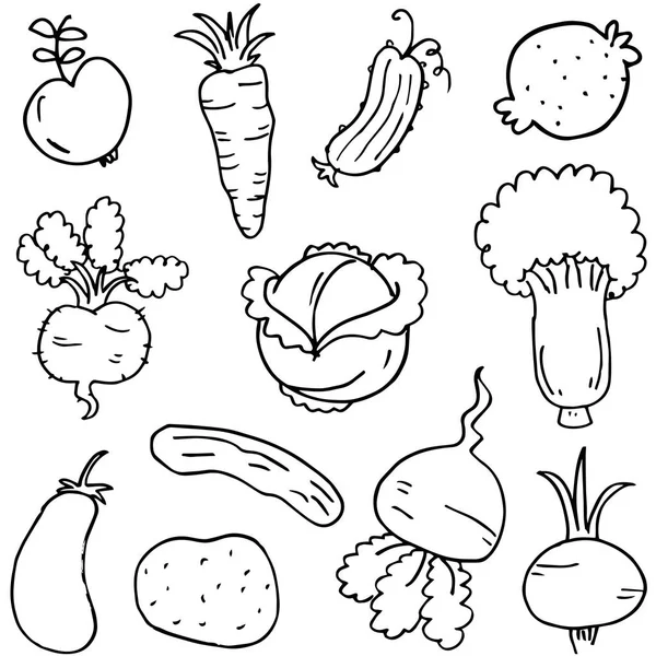 Doodle de desenho de mão de coleção vegetal — Vetor de Stock
