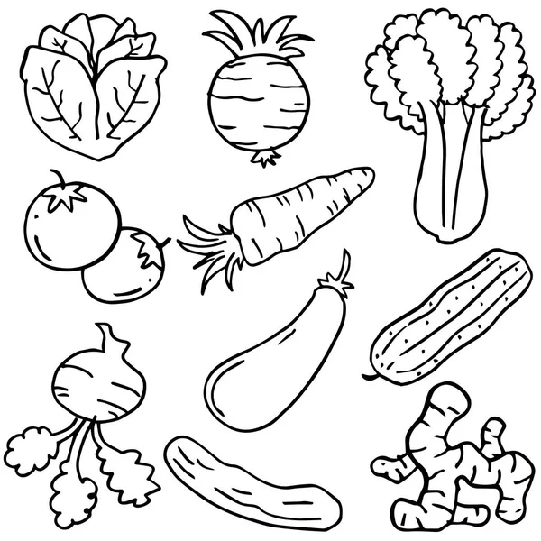 Doodle de objeto conjunto de verduras — Vector de stock