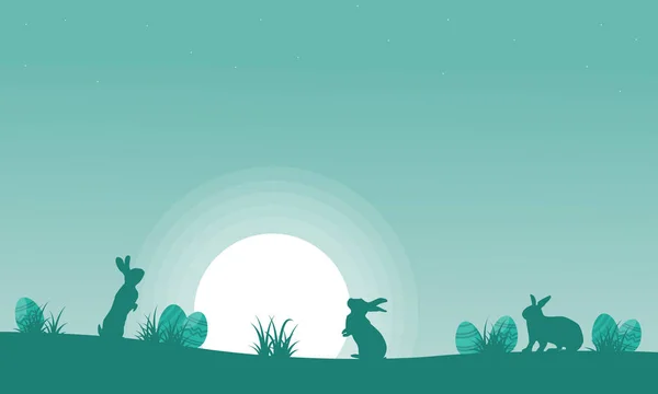 Silhouette di coniglio con paesaggio lunare — Vettoriale Stock