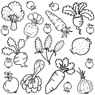 Vektör sanat sebze kümesinin doodles