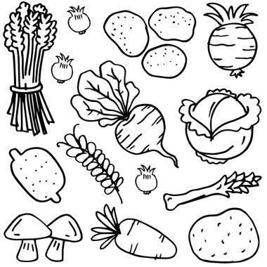 Resimde bir sebze han beraberlik karalamalar ayarla.