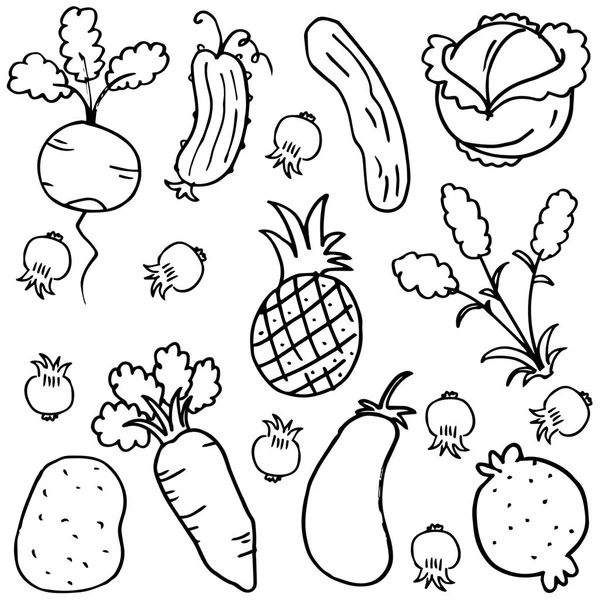 Doodle de estoque de coleta de vegetais — Vetor de Stock