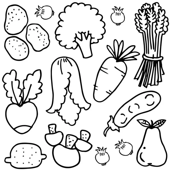 矢量图的蔬菜对象涂鸦 — 图库矢量图片