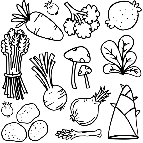 Illustration of vegetable set doodles — Stock Vector