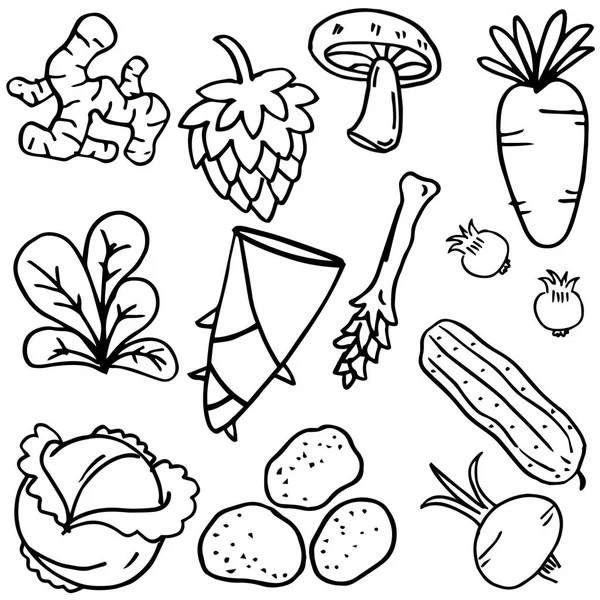 蔬菜集合设置涂鸦 — 图库矢量图片
