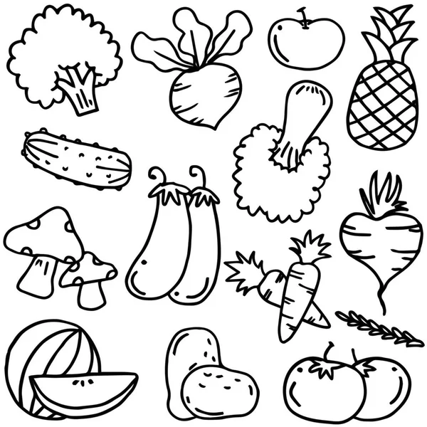 Doodle con mano disegnare verdure — Vettoriale Stock
