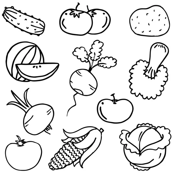 Doodle of vegetable set hand draw — Stock Vector