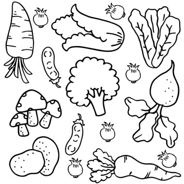 Doodles'ın el çizmek sebze nesne ayarla