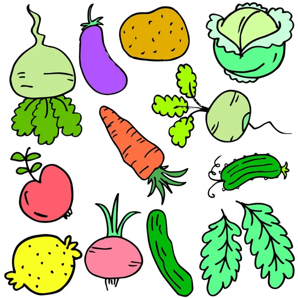 Doodle von Gemüse verschiedenen Set Sammlung — Stockvektor