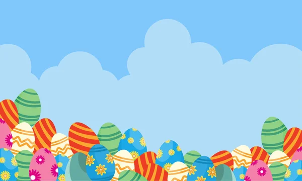 复活节彩蛋和云背景 — 图库矢量图片