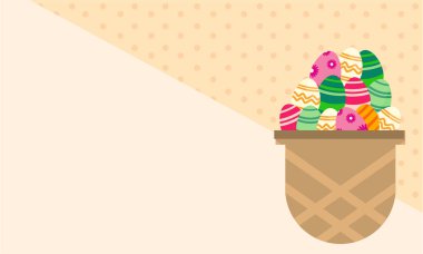 Sepet içinde tebrik kartı Paskalya yortusu yumurta