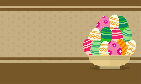 Œuf de Pâques sur la carte de voeux panier — Image vectorielle