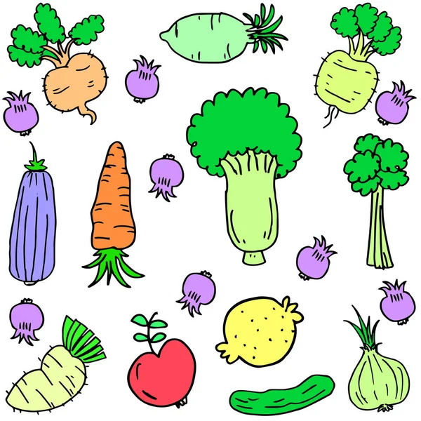 Arte vectorial del estilo de conjunto de verduras — Archivo Imágenes Vectoriales