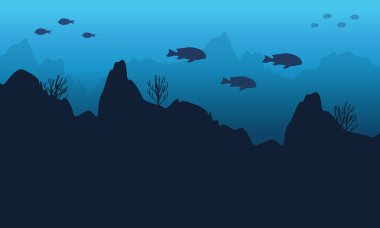 Mercan resif sualtı arka planlar silüeti