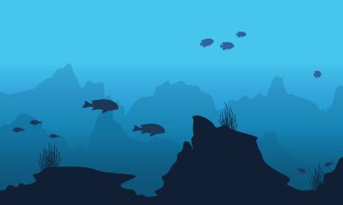 Balık ile sualtı arka plan silüeti