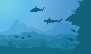 Balık ve mercan resif deniz manzara tarih koleksiyonu