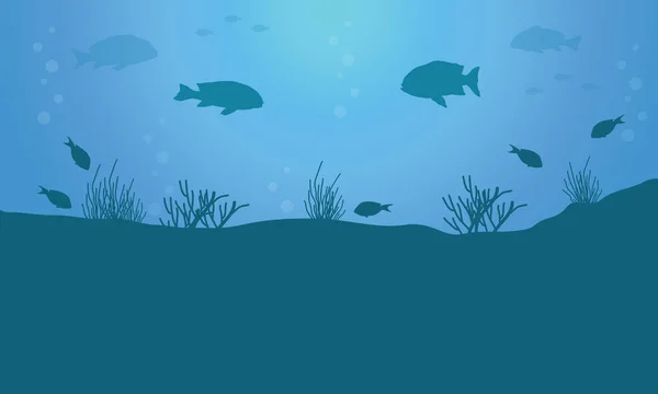 Arte vettoriale del pesce su sfondo blu del mare — Vettoriale Stock