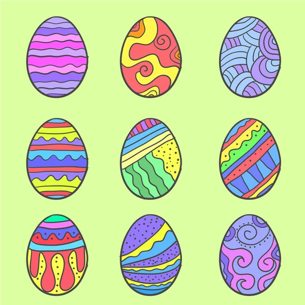Doodle velikonoční vajíčko, které různé styl — Stockový vektor