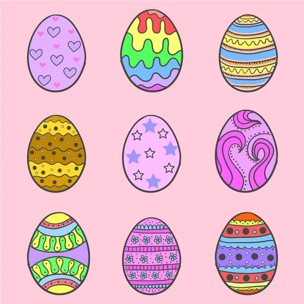 Set of easter egg style doodles — Stock Vector