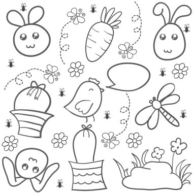 Paskalya yumurtası stil illüstrasyon vektör doodle