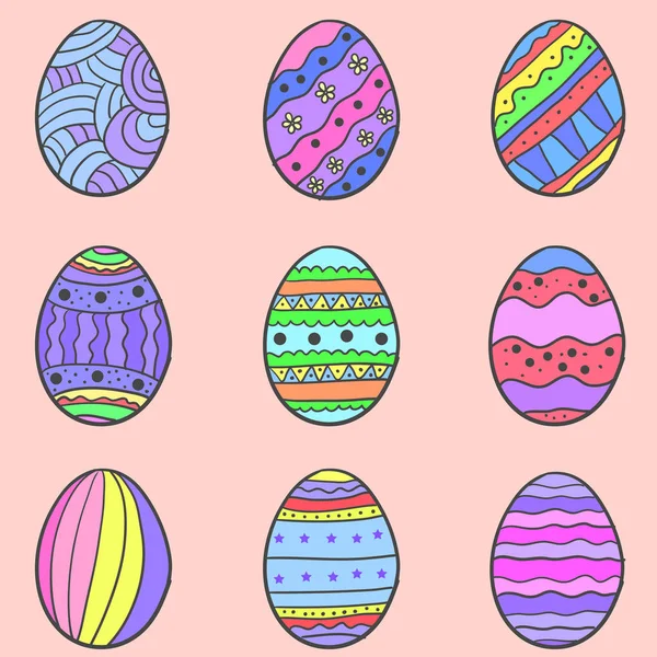 Oeuf de Pâques ensemble coloré de griffes — Image vectorielle