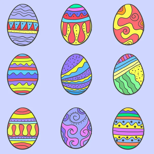 Estilo de ovo de Páscoa de conjunto colorido — Vetor de Stock