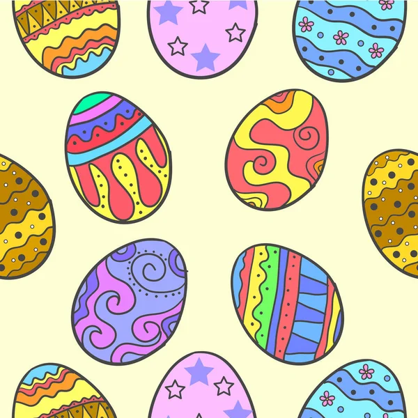 Doodlw nebo velikonoční s vejcem barevné — Stockový vektor