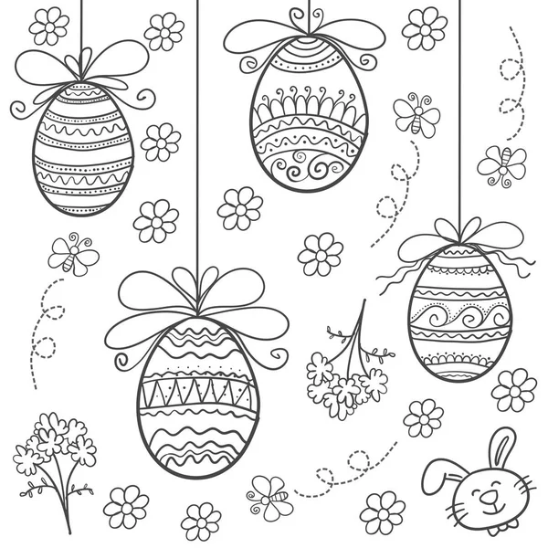 Easter egg hand draw doodles — Stock Vector