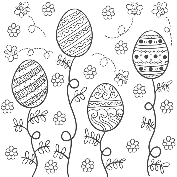 Doodle de Pascua mano dibujar estilo — Vector de stock