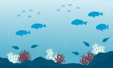 Balık ve resif üzerinde sualtı manzara