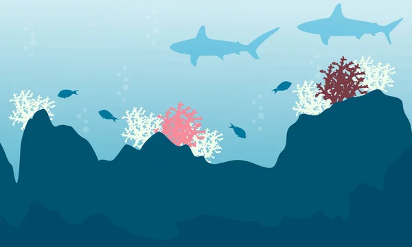 Illustration du paysage des poissons et des récifs coralliens — Image vectorielle
