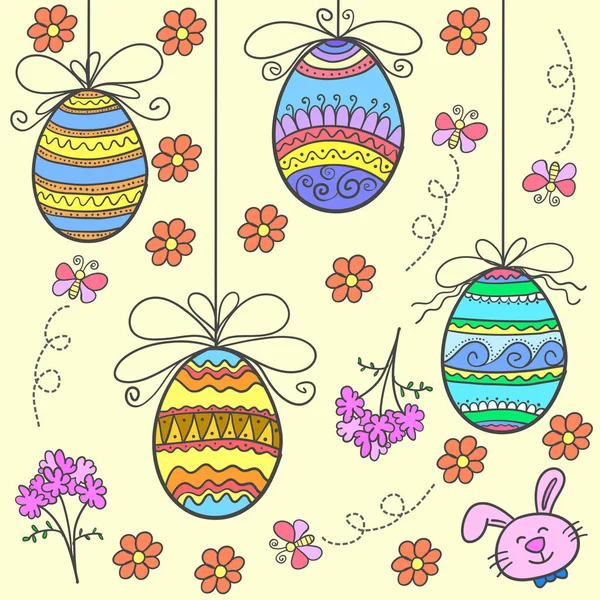 Caniche d'oeuf de Pâques avec motif floral — Image vectorielle