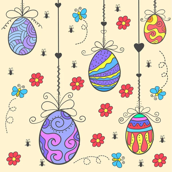 Doodle de ovo de Páscoa estilo vetor plana — Vetor de Stock