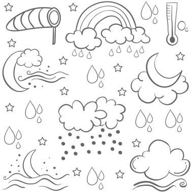 Doodle hava set vektör sanat