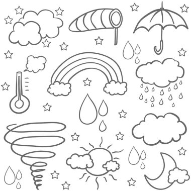 Doodle hava vektör düz ayarla