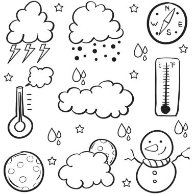 Bir havada bulut yağmur suyuyla doodle