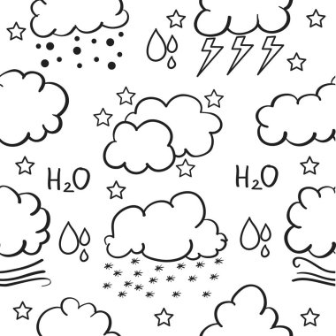 Bulut yağmur rüzgar ile hava doodle