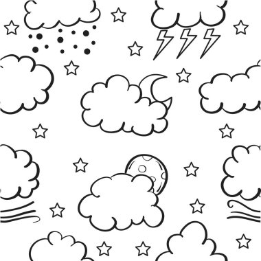 Doodle hava bulut ay ve gök gürültüsü