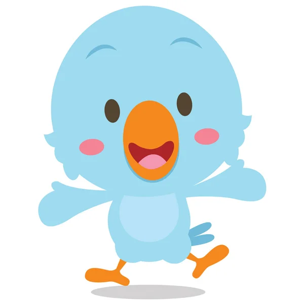 Щасливий синій птах мультфільм ілюстрація — стоковий вектор