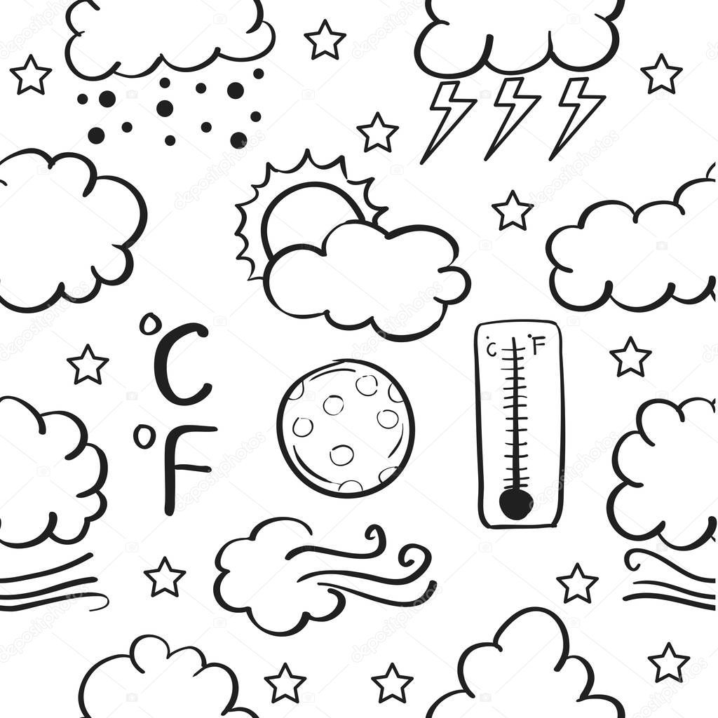 Weather style of doodle set