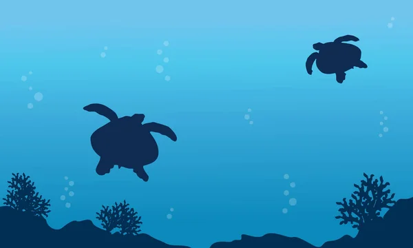 Υποβρύχιο τοπίο με τέχνη διανυσματικά χελώνα — Διανυσματικό Αρχείο
